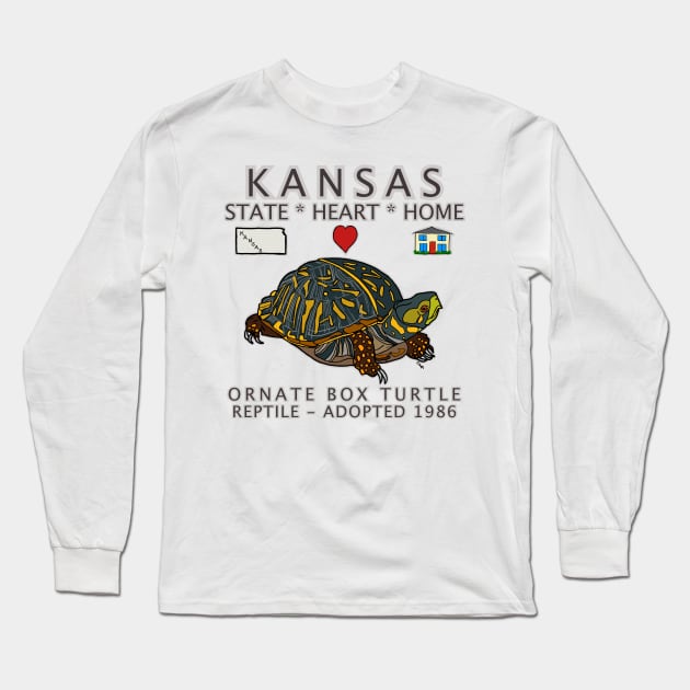 Kansas - Ornate Box Turtle - State, Heart, Home - state symbols Long Sleeve T-Shirt by cfmacomber